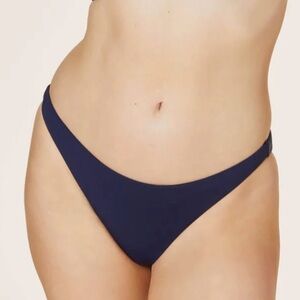 Andie Swim Navy Cheeky Swim Bottom Medium Rise High Leg Cut Size Small